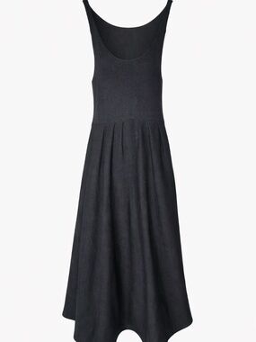 Peruvian Connection Pima Cotton Knit Midi Dress Charcoal Gray Sz S